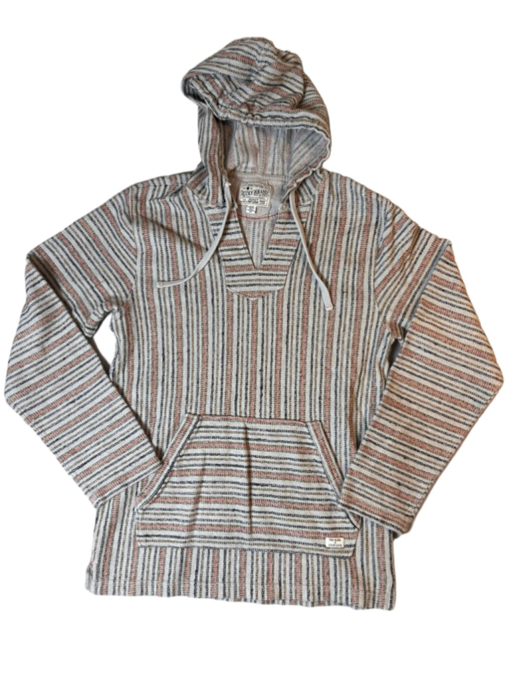 Lucky Brand Womenโs S Striped Baja Hoodie Pullover Boho Southwestern